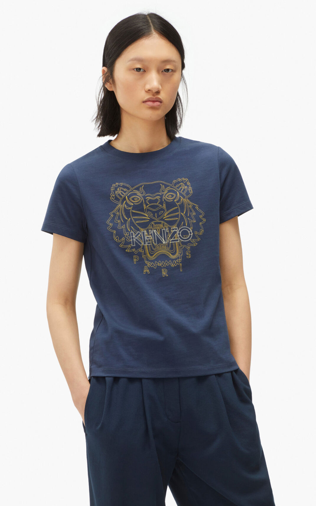 Kenzo Tiger T-shirts Dame - Mørkeblå Blå DK-693876